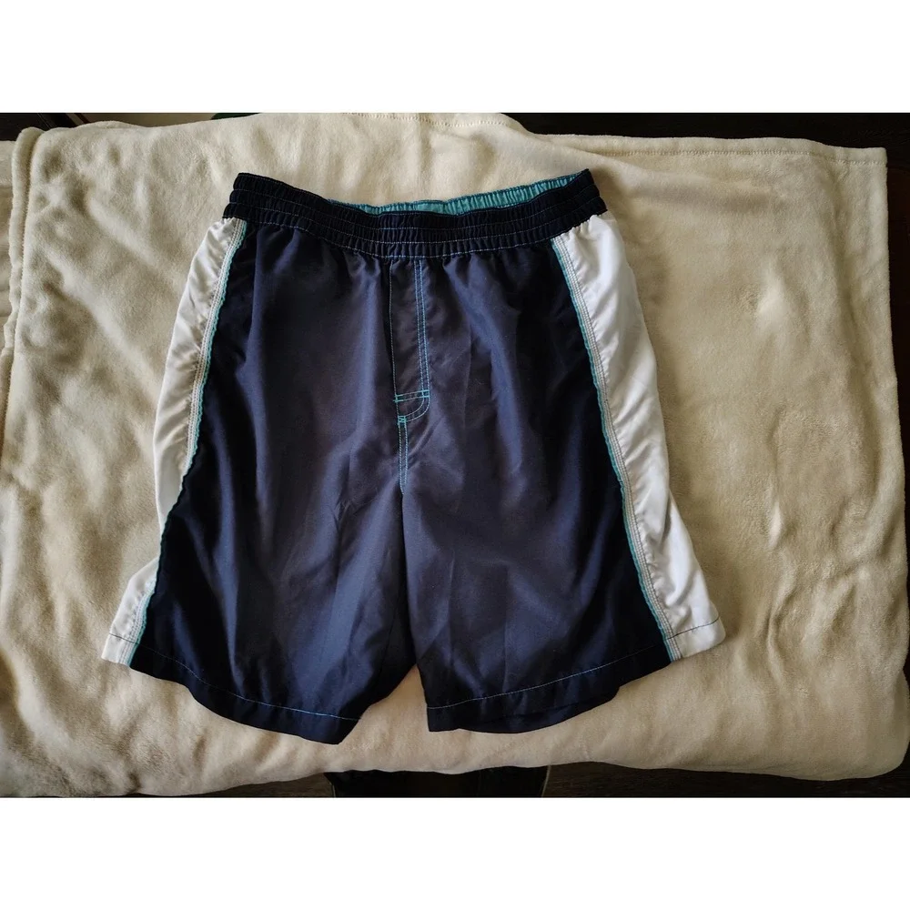 Islander‎ Mens Swim Trunks Navy Blue White Colorblock Mesh Lined Board Shorts L